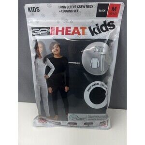 32 Degrees Heat Kids Baselayer Long Sleeve Crew Neck & Legging Set -Black